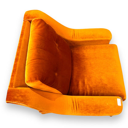 Orange Velour Single Lounge Chair