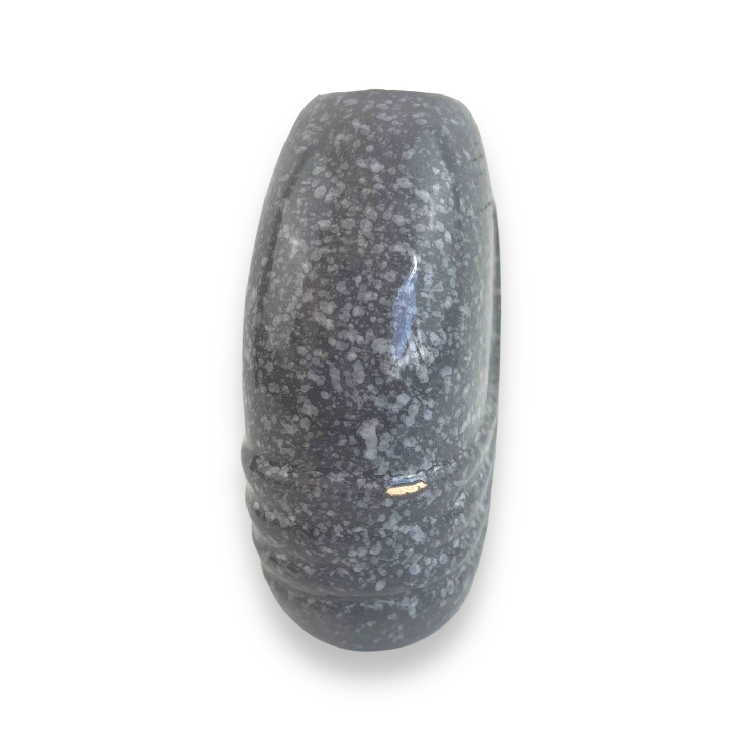 Round grey speckled 80s vase