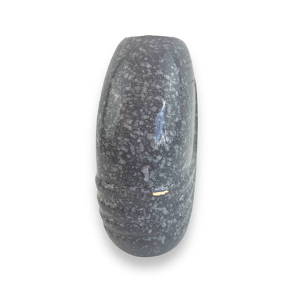 Round grey speckled 80s vase