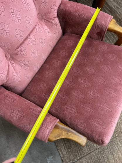 1. Pink Patterned Upholstery Sleigh Base Armchair