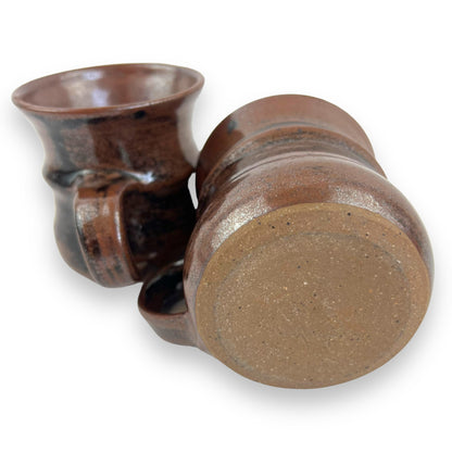 Brown Pottery Mug x2