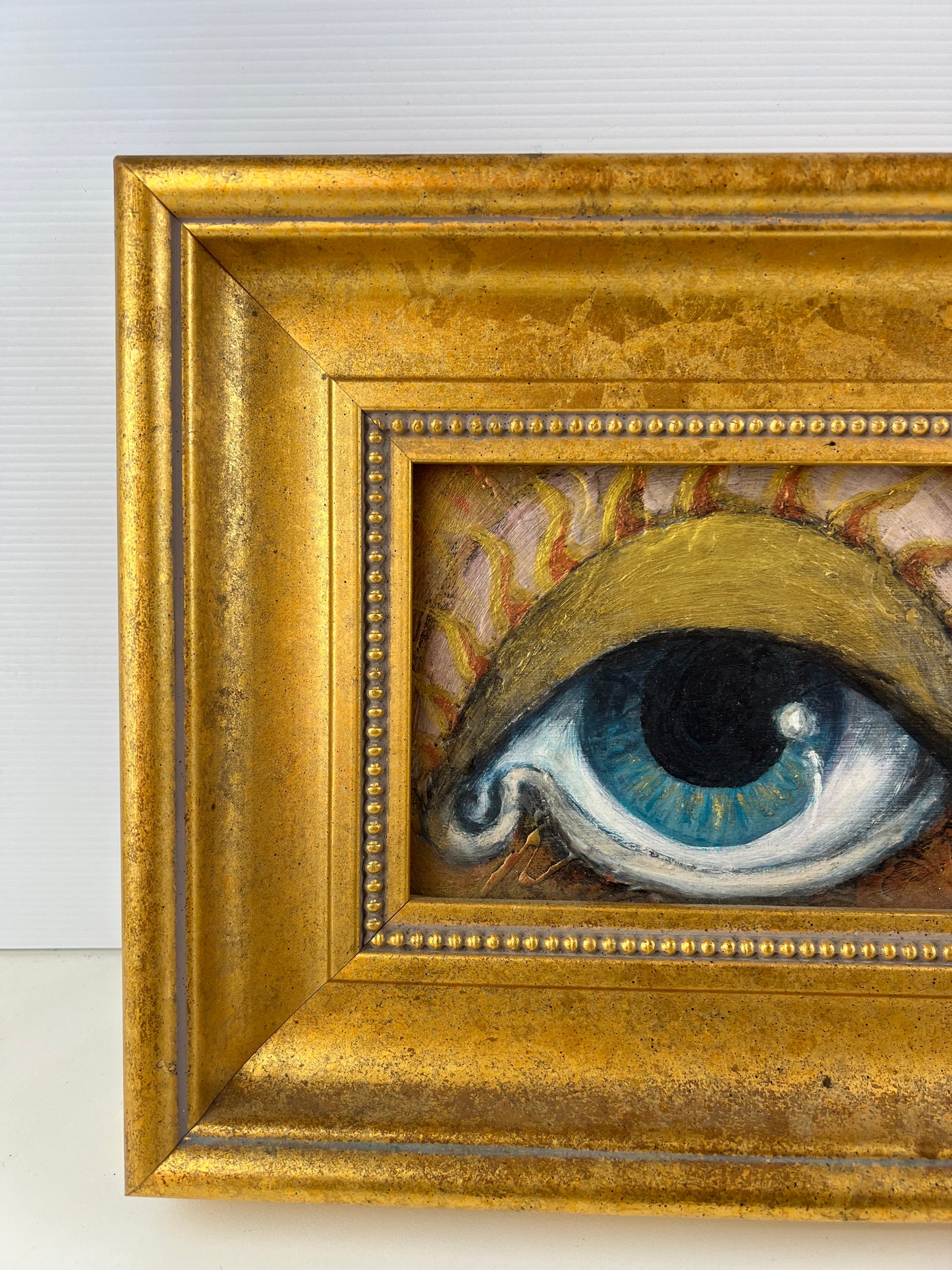 Framed Surrealist Eye Painting – Gilt Frame