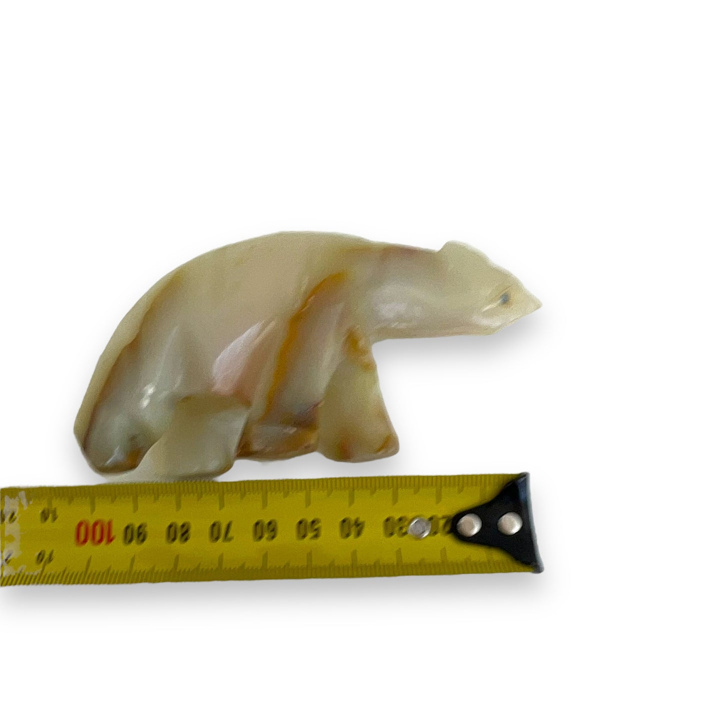 Onyx stone mother bear and cub handcarved statue set