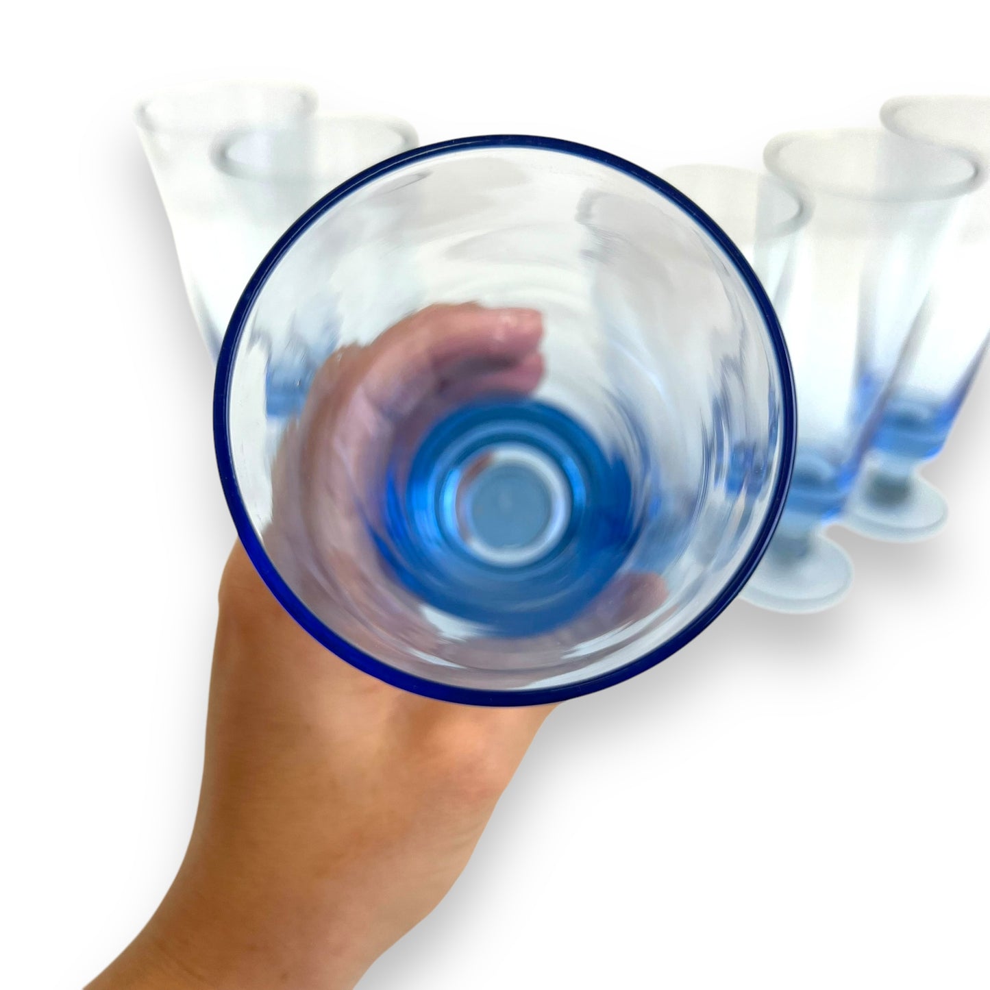 Blue cocktail flute glass set of 6