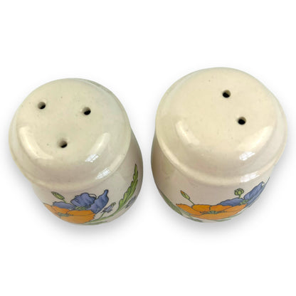 Orange & Blue flower salt and pepper shaker set