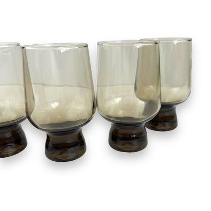 Crown Corning 12cm tall “Regis” Black Smokey Glass Set of 6