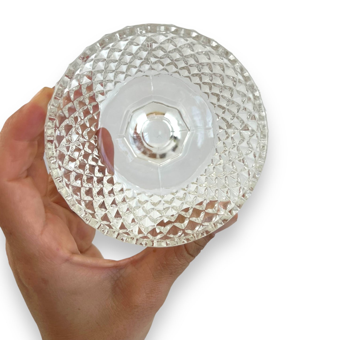 Set of 5 Diamond-Cut Glass Dessert Bowls