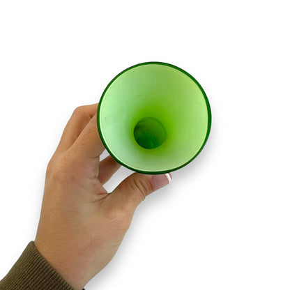 Green glass vase clear twist stem base