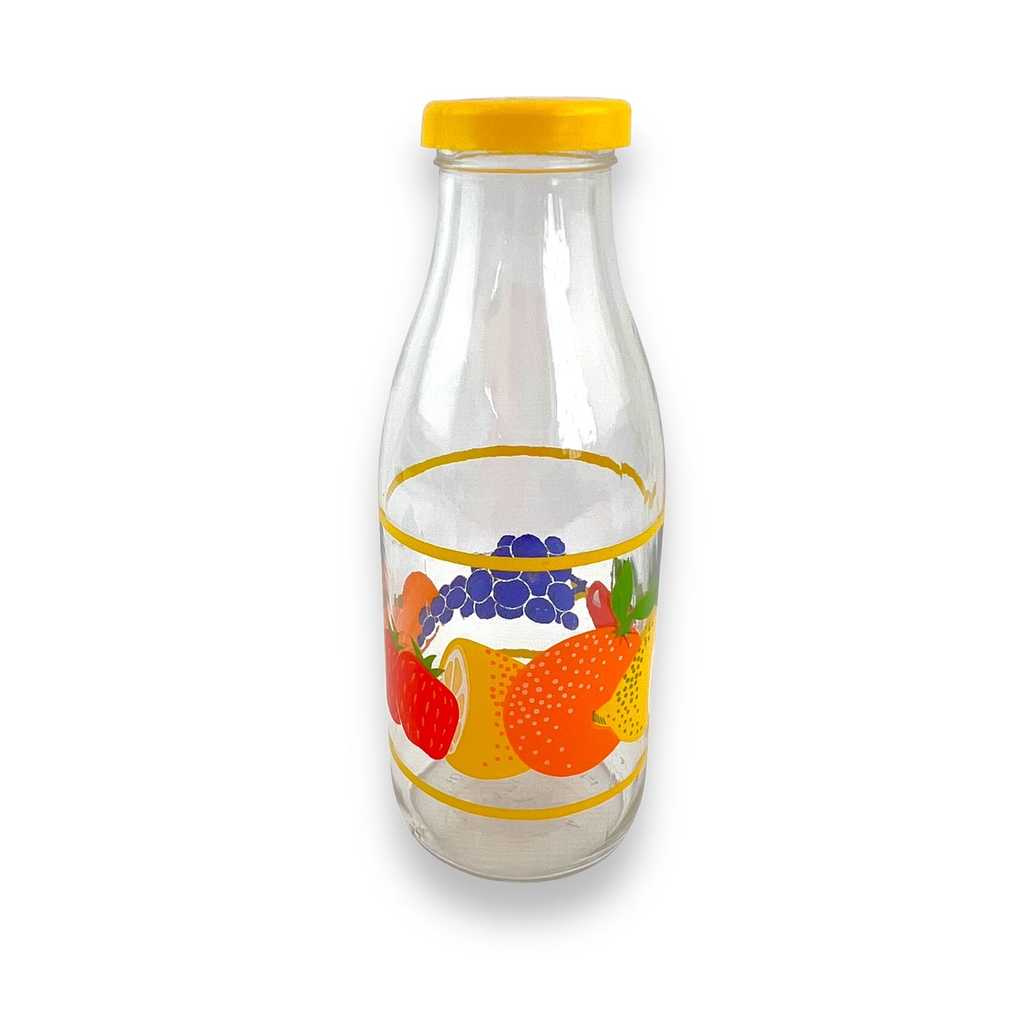 Glass Fruit bottle yellow lid
