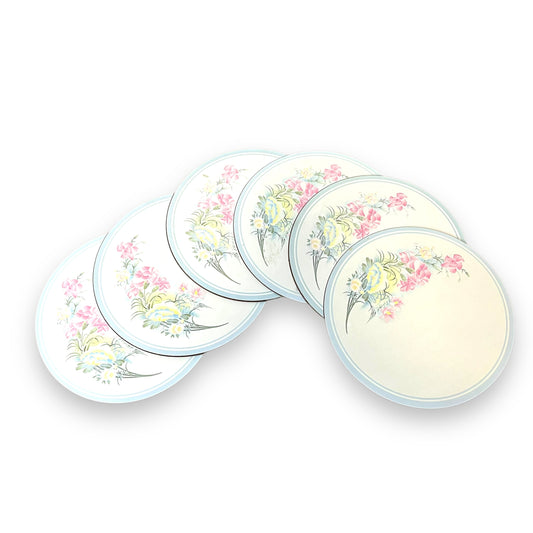 Set of 6 Vintage Floral Placemats - Pastel Flower Design