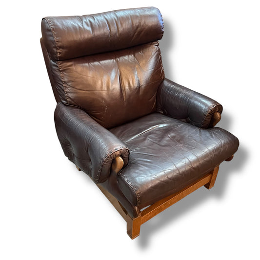 Moran Brown Leather Armchair