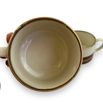 Tramore Brown Stripe Soup mug set of 3