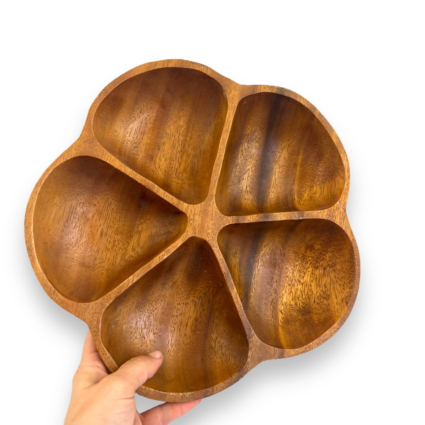 Wooden Flower Shape Sectioned Serving Platter