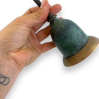 Patina Brass Handbell with Twisted Rope Detailing