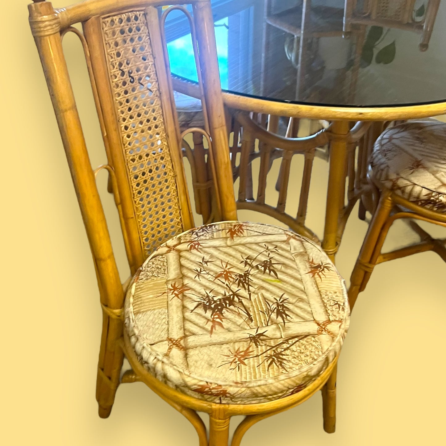 Cane Dining Table & 4 Chairs