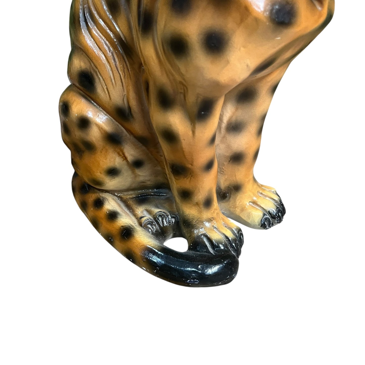 Large Vintage Cheetah Statue – Mid-Century Ceramic Jungle Cat