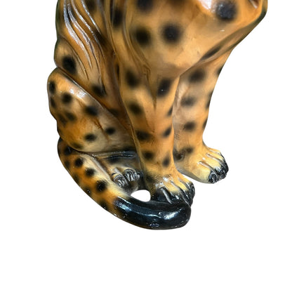 Large Vintage Cheetah Statue – Mid-Century Ceramic Jungle Cat