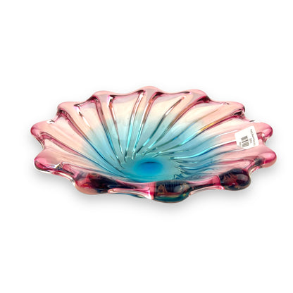 Pink & Blue Art Glass Large Dish