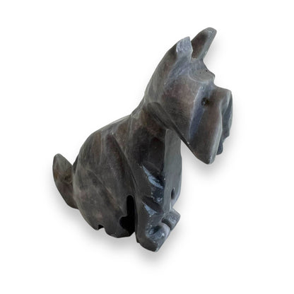 Stone carved dog statue ornament