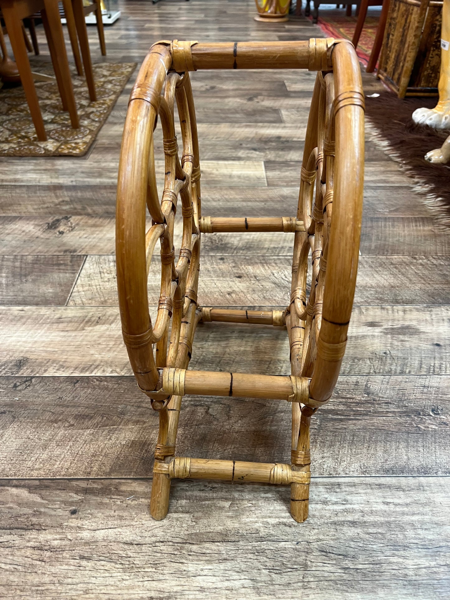 Cane Wine Rack / Rattan Bottle Holder – Holds 7 Bottles