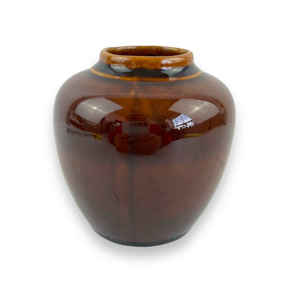 Brown Vase Etched Grass Design