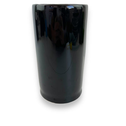 Black cylinder ceramic vase with twist detail