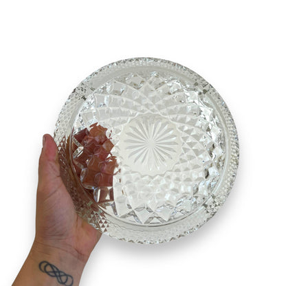 Large clear cut glass ashtray