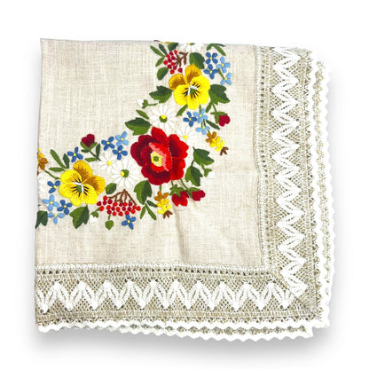 Vintage Flower Square Tablecloth