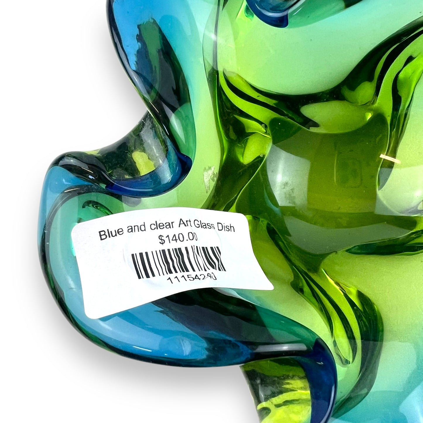 Blue and Green Art Glass Dish