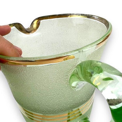 Frosted green glass jug and glass set