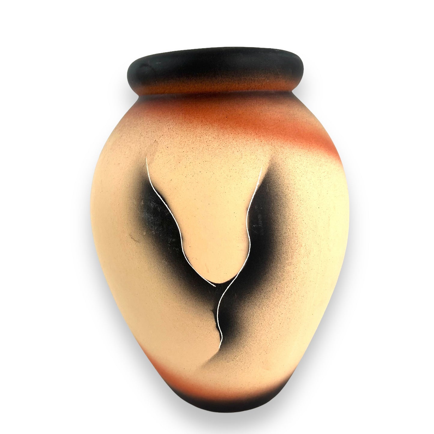 Terracotta and black colour vase