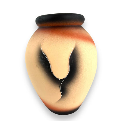 Terracotta and black colour vase