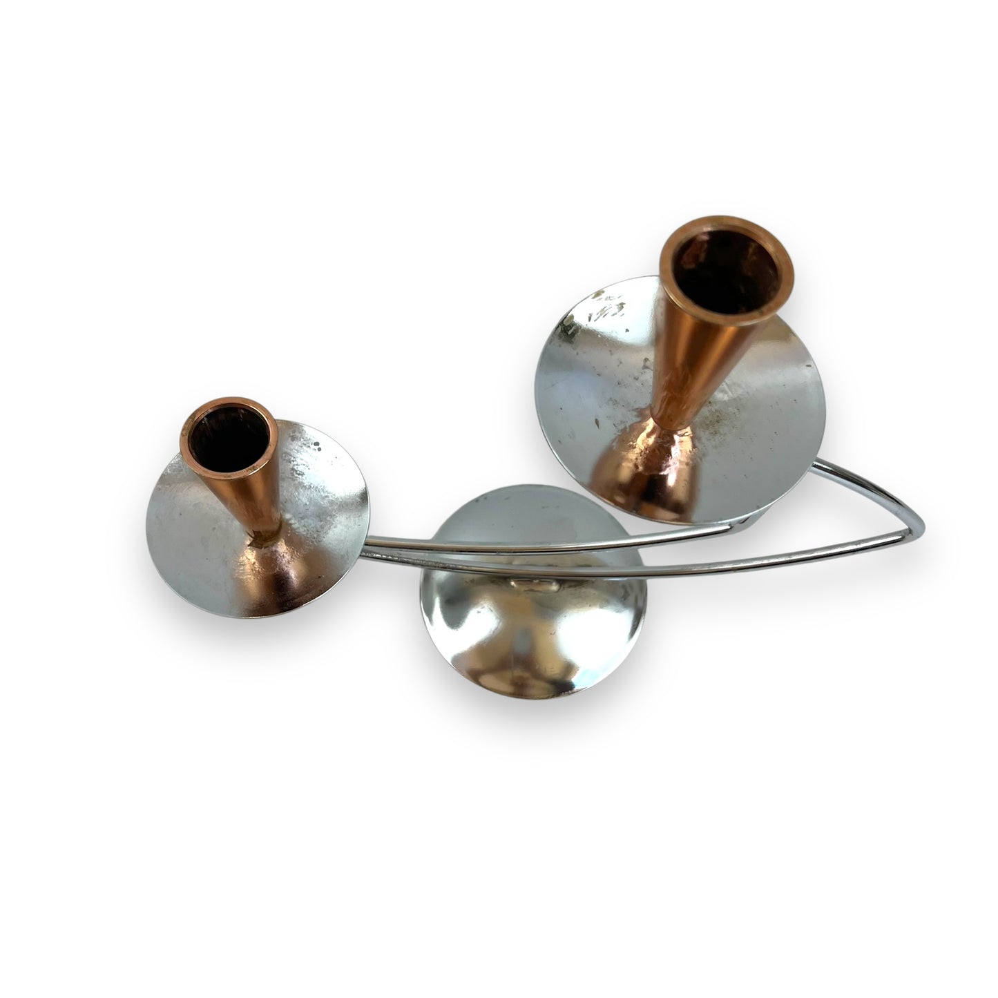 MCM Chrome & Copper Candle Holder