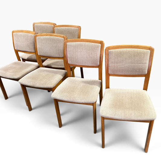 Noblett Mid-Century Timber Dining Chairs with Beige Upholstery – Set of 6