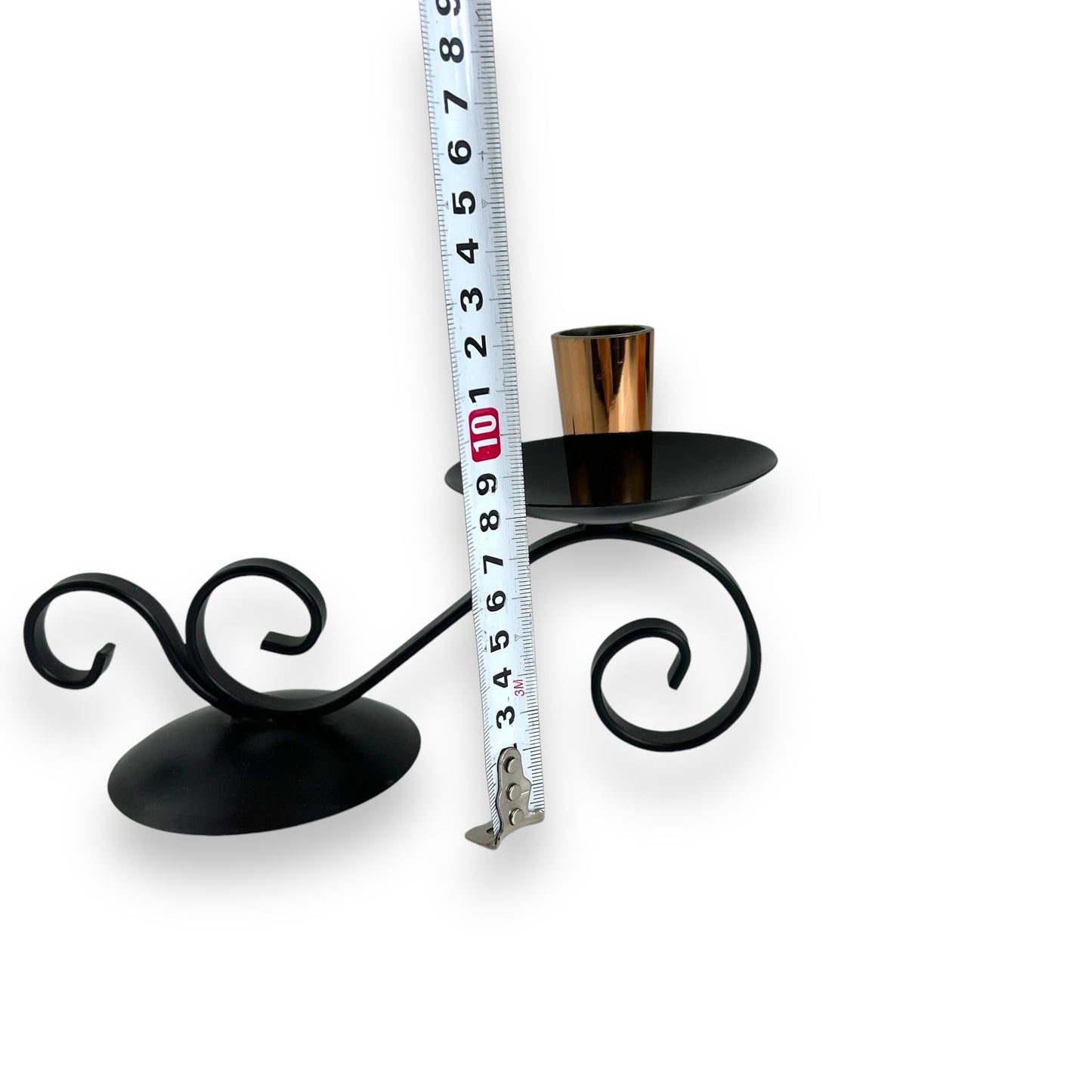 Black & Copper Metal Swirl Candlestick Holder
