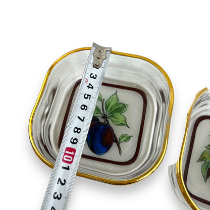 Gold rim round edge square glass fruit bowls set of 2