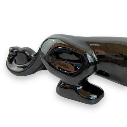 Black Stalking Panther Ceramic Sculpture