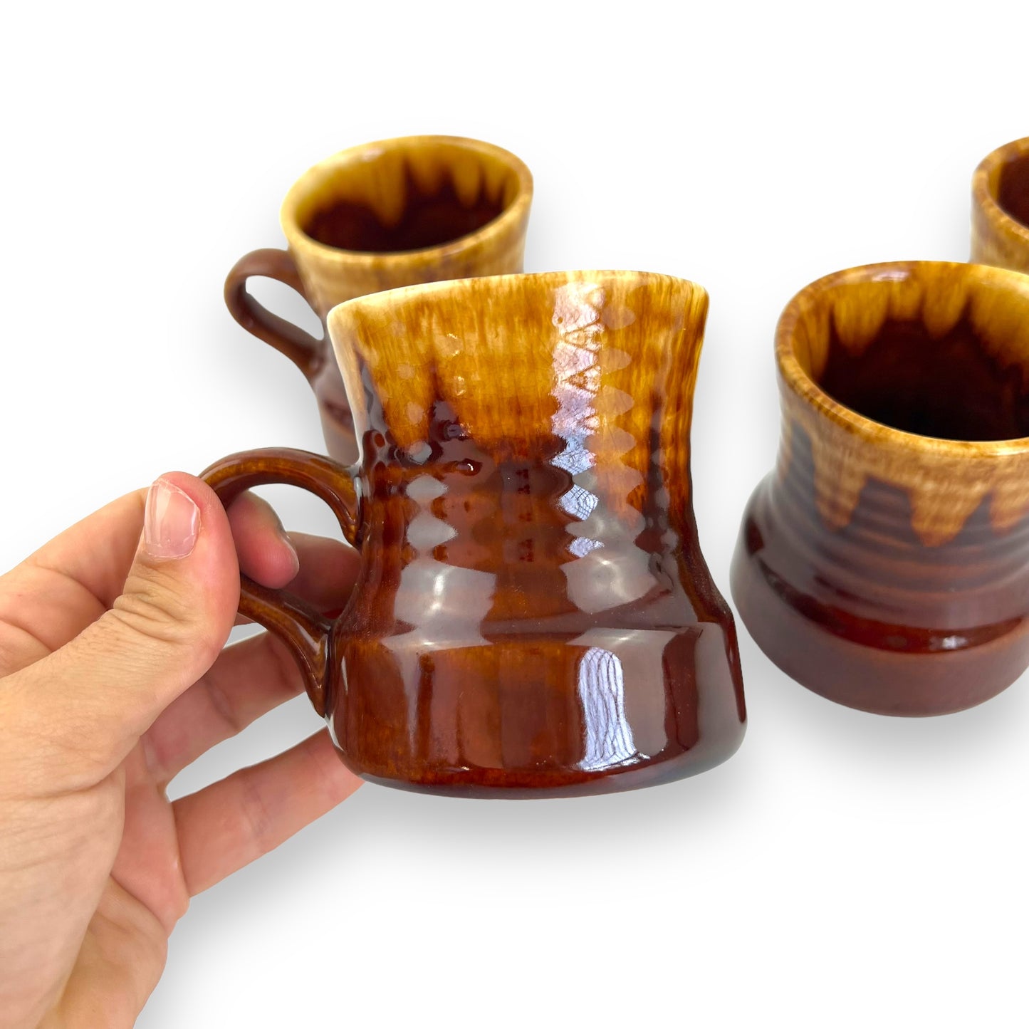 Brown Drip Glaze Mug Set of 4