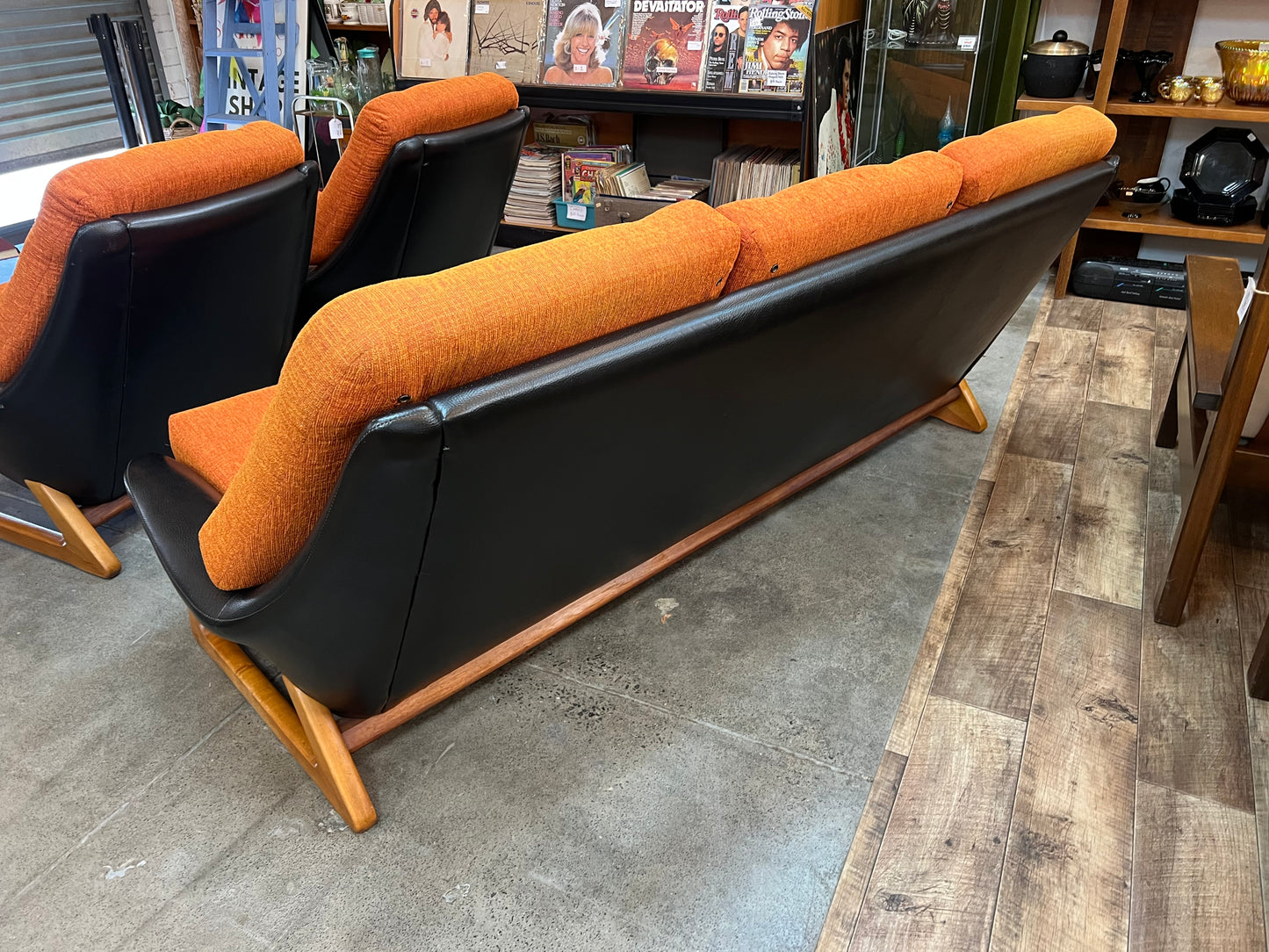 Danish Deluxe Trina 3 Seater Lounge Orange and Black