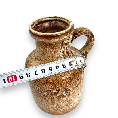 West German Vase with Handle brown speckle pattern stamped 414/16