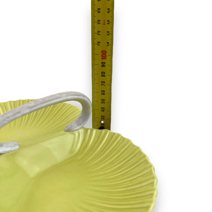 Poole Pottery Shell Dish – Green Tri-Section Serving Tray with Handle