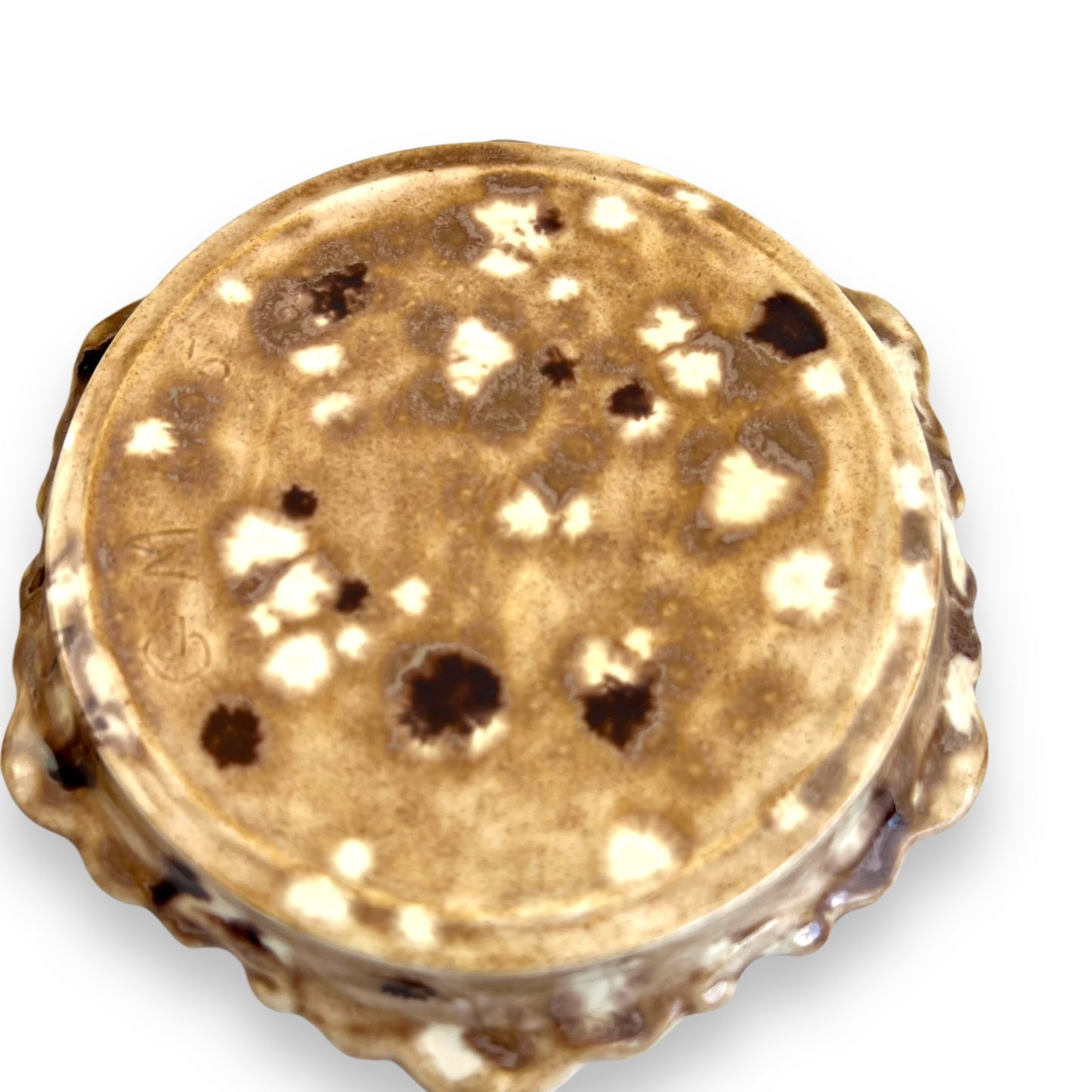 Brown and white glaze drip baking dish with hot pot stand