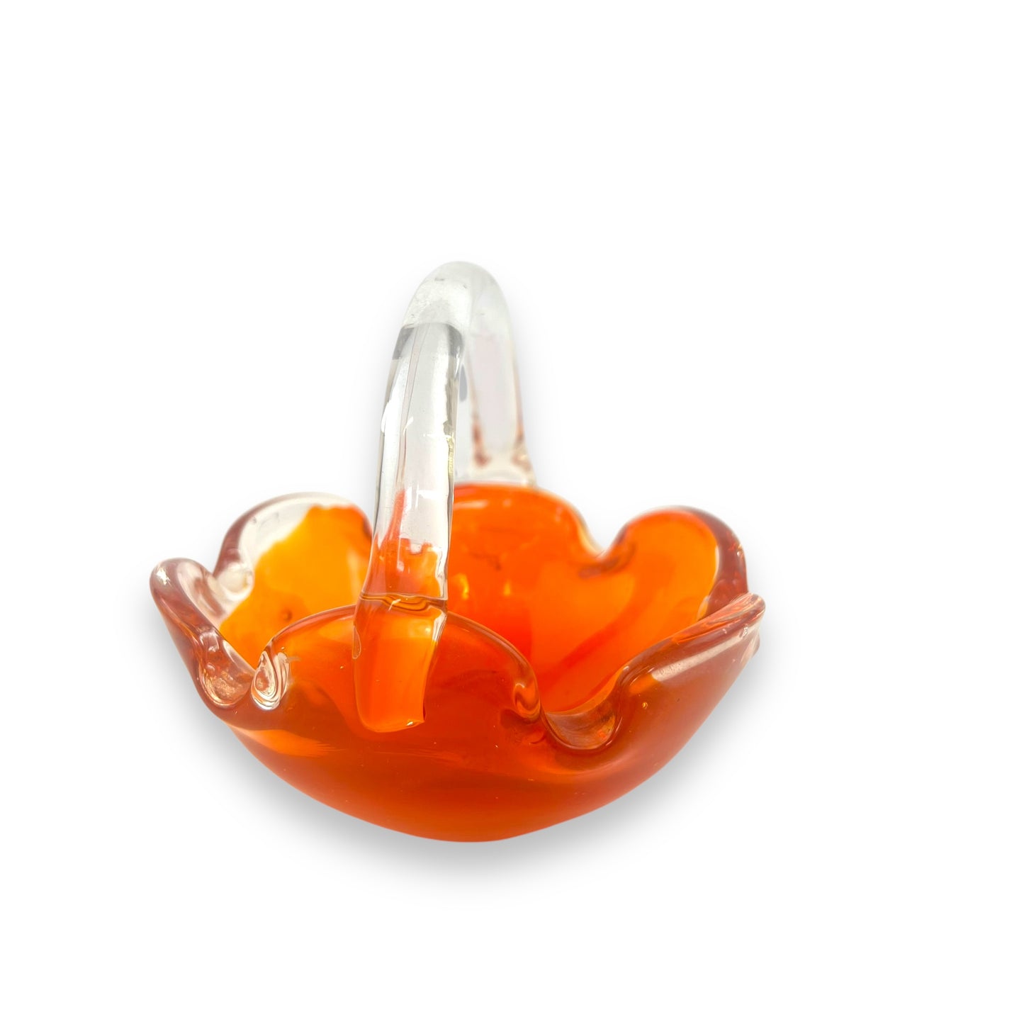 Orange Art Glass Basket