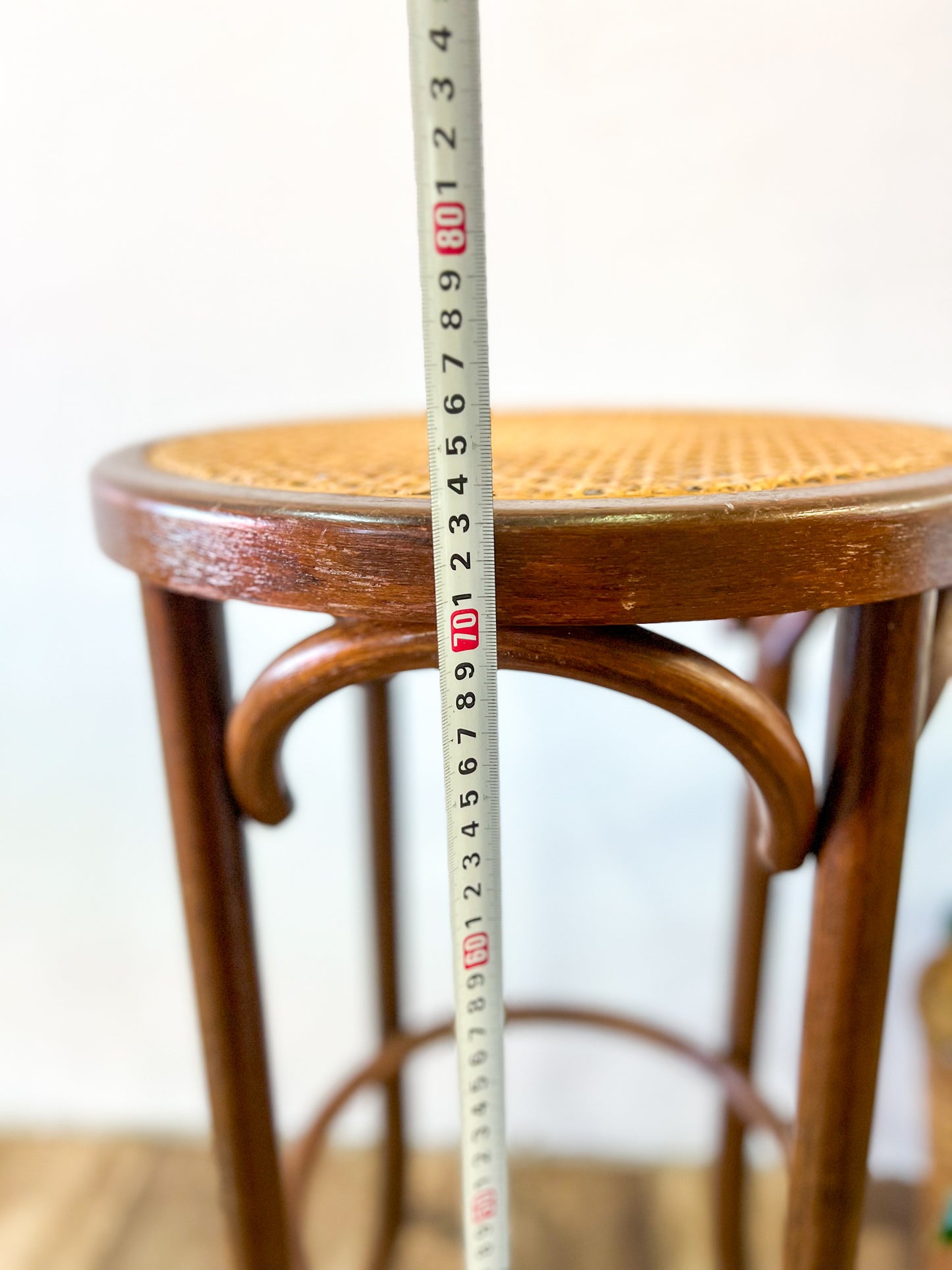Rattan Bentwood Dark Timber Stool