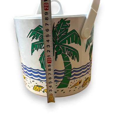 Beach Themed Ice Bucket with Tongs - Palm Trees and Ocean Design