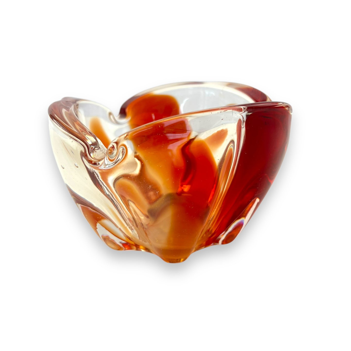 Red and clear Art Glass dish