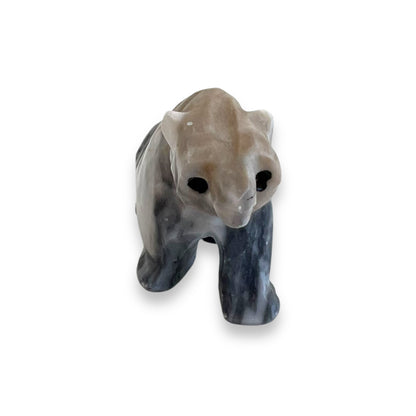 Stone carved bear statue ornament