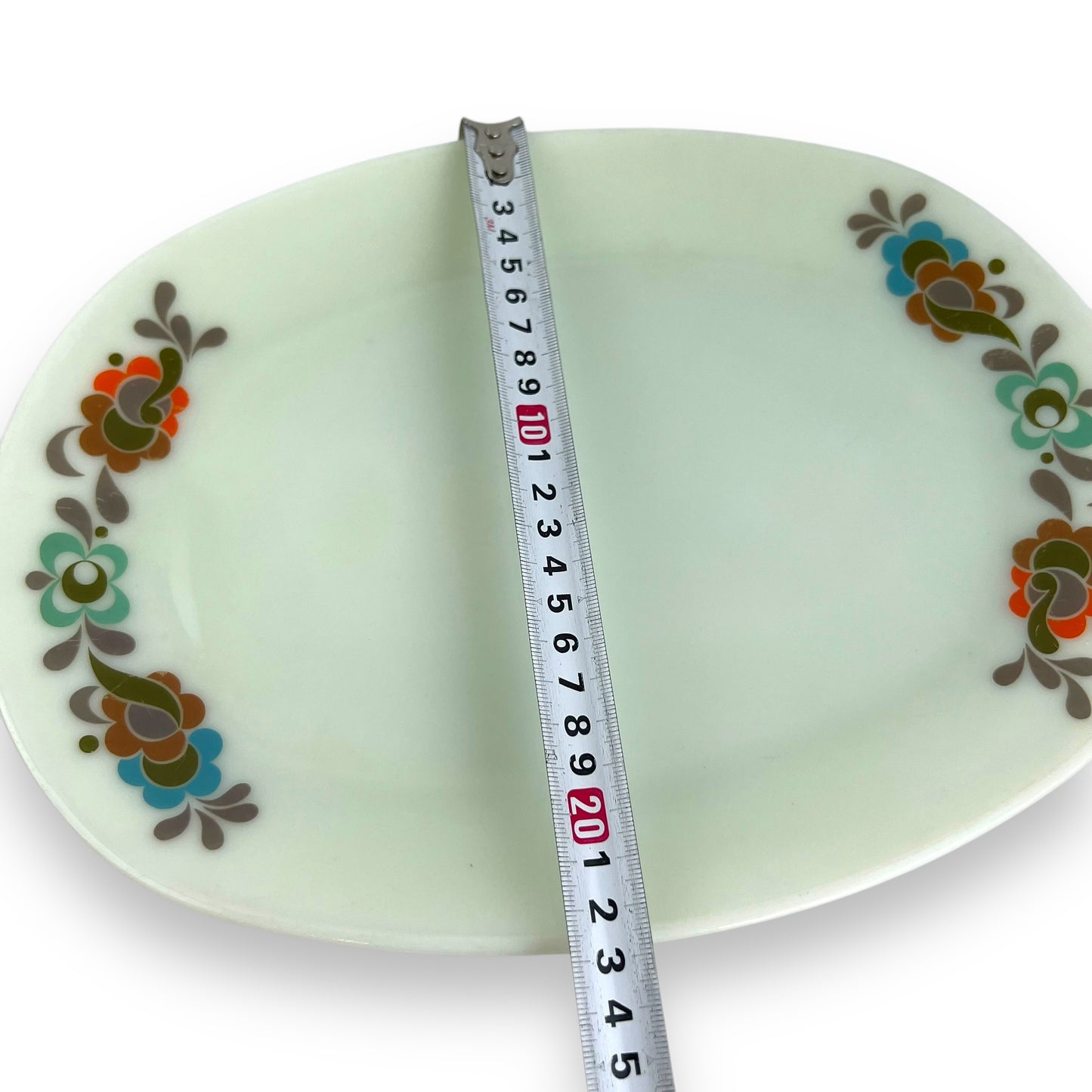 JAJ Pyrex Oval plate colourful flower pattern edges