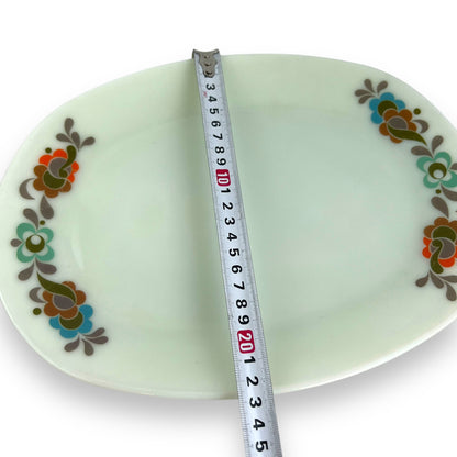 JAJ Pyrex Oval plate colourful flower pattern edges