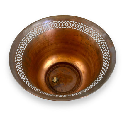 Copper Vase / Plant Pot with Intricate Cutout Design